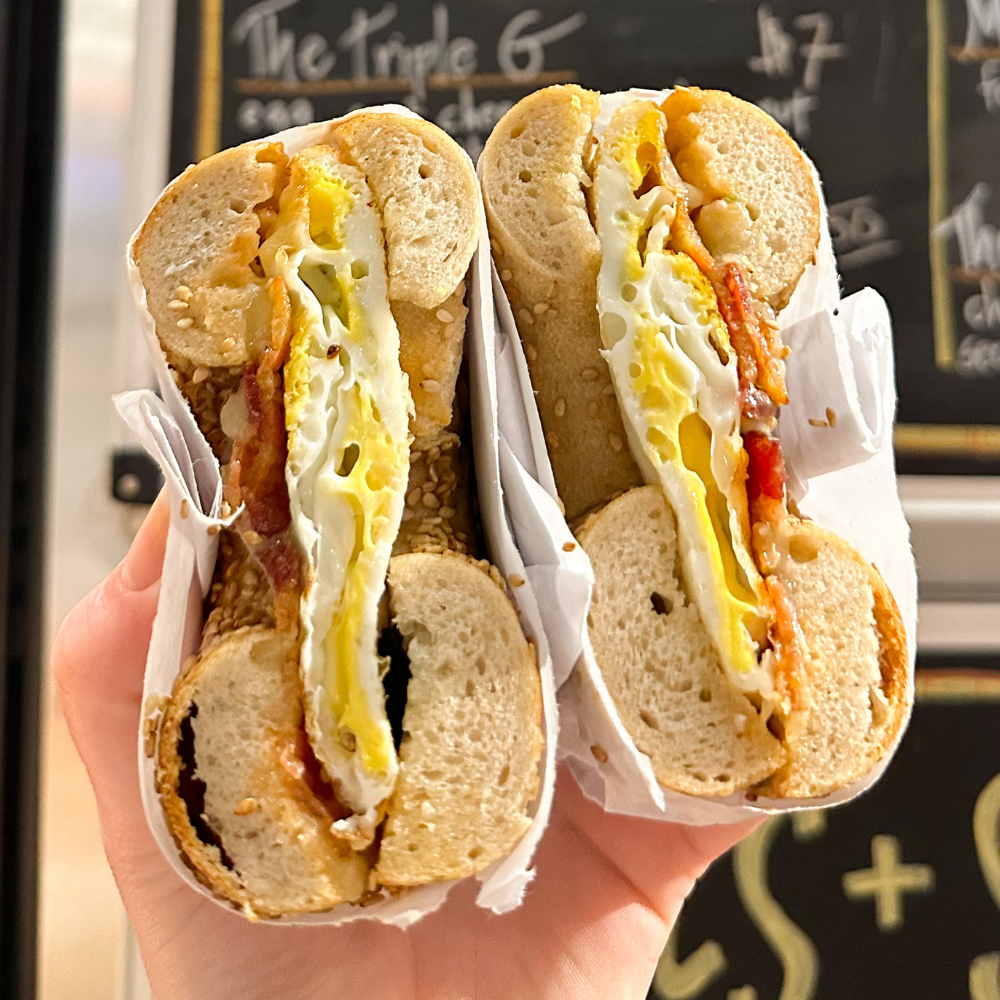 Bagel Guild bacon egg and cheese bagel sandwich