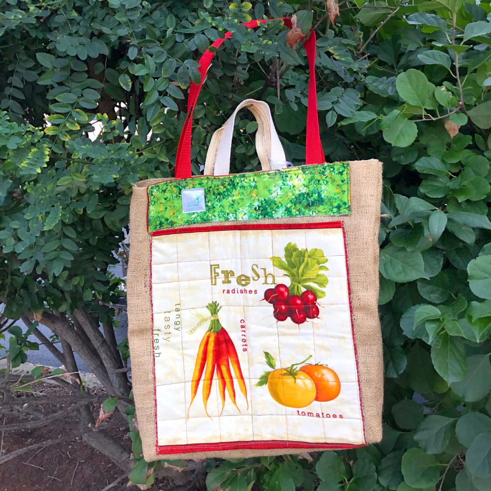 ninawa zero waste clothes upcycled tote bag vegetables