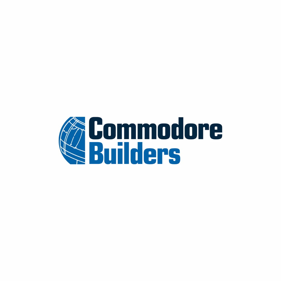 Commodore Builders Logo navy blue and royal blue